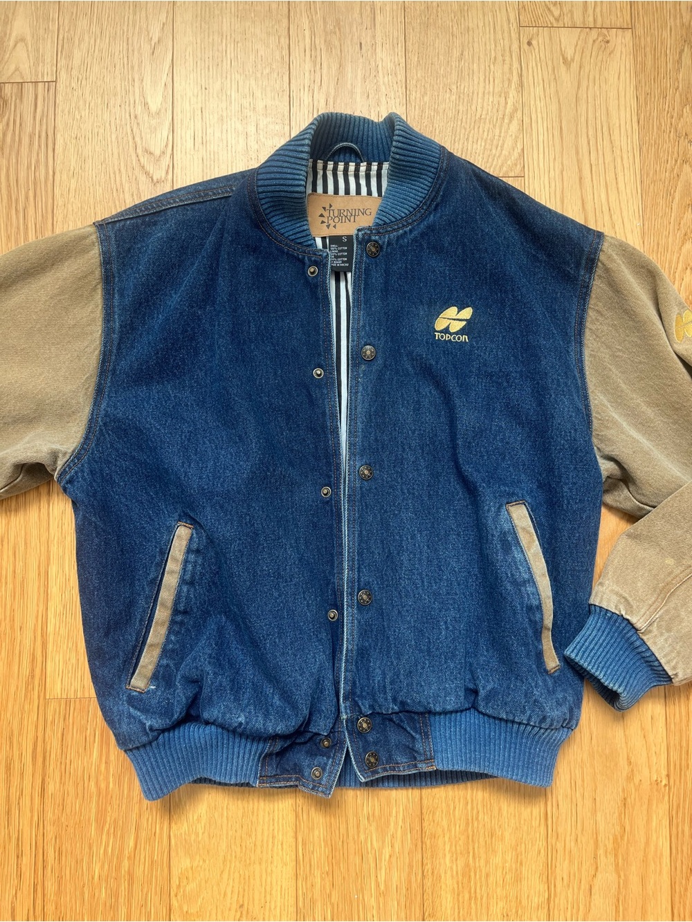 Vintage Turning Point Denim Trucker Jacket Embroidered Snap Front